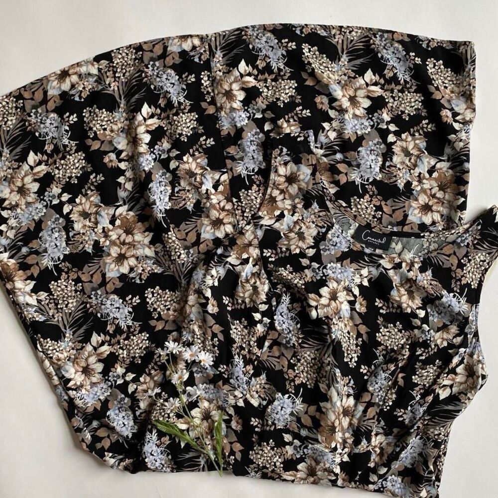 Y2K black floral sleeveless dress